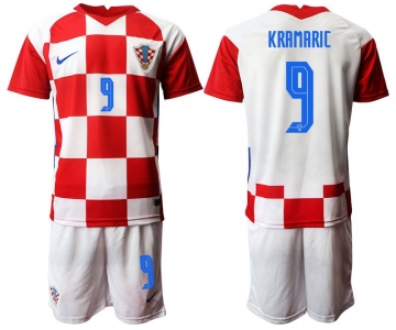 Men 2020-2021 European Cup Croatia home red 9 Nike Soccer Jersey