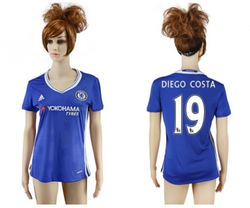 2016-17 Chelsea #19 DIEGO COSTA Home Soccer Women's Blue AAA+ Shirt