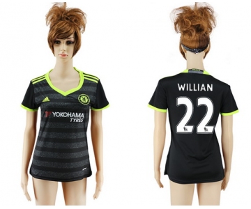 2016-17 Chelsea #22 WILLIAN Away Soccer Women's Black AAA+ Shirt