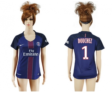 2016-17 Paris Saint-Germain #1 DOUCHEZ Home Soccer Women's Navy Blue AAA+ Shirt