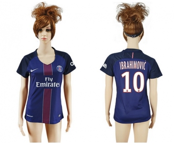 2016-17 Paris Saint-Germain #10 IBRAHIMOVIC Home Soccer Women's Navy Blue AAA+ Shirt
