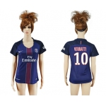2016-17 Paris Saint-Germain #10 VERRATTI Home Soccer Women's Navy Blue AAA+ Shirt