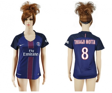 2016-17 Paris Saint-Germain #8 THIAGO MOTTA Home Soccer Women's Navy Blue AAA+ Shirt