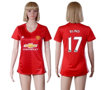 2016-17 Manchester United #17 BLIND Home Soccer Women's Red AAA+ Shirt