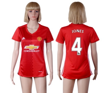 2016-17 Manchester United #4 JONES Home Soccer Women's Red AAA+ Shirt