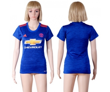 2016-17 Manchester United Blank or Custom Away Soccer Women's Blue AAA+ Shirt