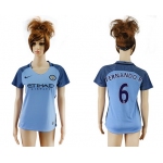 2016-17 Manchester City #6 FERNANDO.R Away Soccer Women's Blue AAA+ Shirt