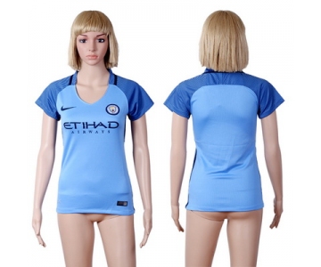 2016-17 Manchester City Blank or Custom Home Soccer Women's Blue AAA+ Shirt