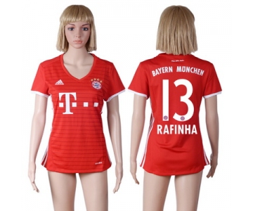 2016-17 Bayern Munich #13 RAFINHA Home Soccer Women's Red AAA+ Shirt