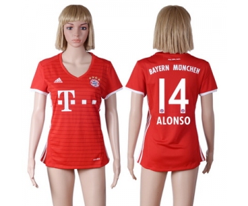 2016-17 Bayern Munich #14 ALONSO Home Soccer Women's Red AAA+ Shirt