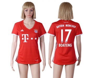 2016-17 Bayern Munich #17 BOATENG Home Soccer Women's Red AAA+ Shirt