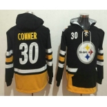 Men's Pittsburgh Steelers #30 James Conner NEW Black Pocket Stitched NFL Pullover Hoodie
