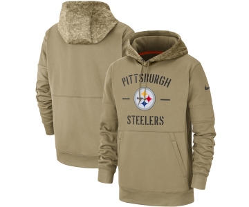 Men's Pittsburgh Steelers Nike Tan 2019 Salute to Service Sideline Therma Pullover Hoodie