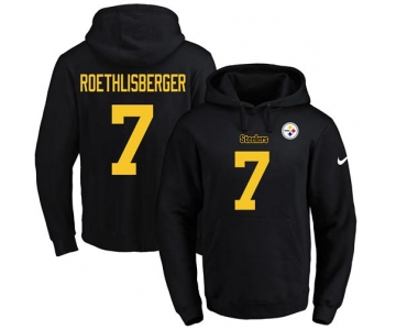 Nike Steelers #7 Ben Roethlisberger Black(Gold No.) Name & Number Pullover NFL Hoodie