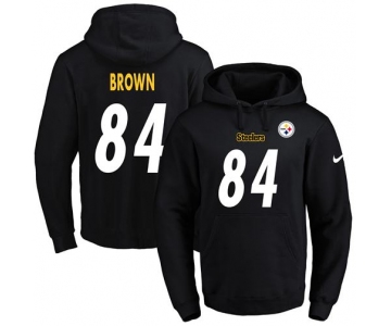 Nike Steelers #84 Antonio Brown Black Name & Number Pullover NFL Hoodie