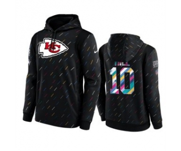 Men's Kansas City Chiefs #10 Tyreek Hill 2021 Charcoal Crucial Catch Therma Pullover Hoodie