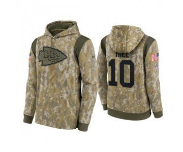 Men's Kansas City Chiefs #10 Tyreek Hill Camo 2021 Salute To Service Therma Performance Pullover Hoodie