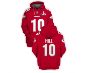 Men's Red Kansas City Chiefs #10 Tyreek Hill 2021 Super Bowl LIV Pullover Hoodie