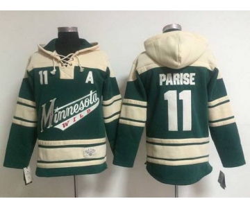 Men's Minnesota Wild #11 Zach Parise Old Time Hockey Green Hoodie