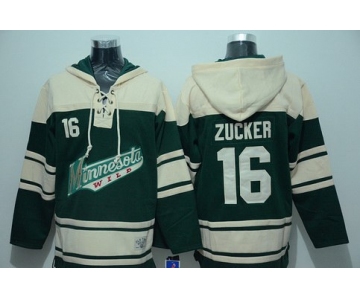 Men's Minnesota Wild #16 Jason Zucker Old Time Hockey Green Hoodie