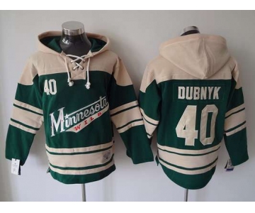 Men's Minnesota Wild #40 Devan Dubnyk Old Time Hockey Green Hoodie