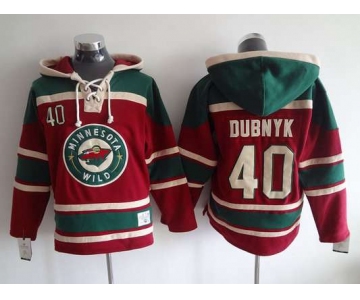 Men's Minnesota Wild #40 Devan Dubnyk Old Time Hockey Red Hoodie