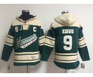 Men's Minnesota Wild #9 Mikko Koivu Old Time Hockey Green Hoodie