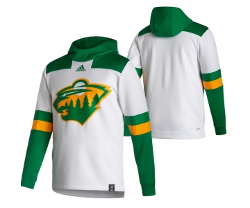 Minnesota Wild Blank Adidas Reverse Retro Pullover Hoodie White