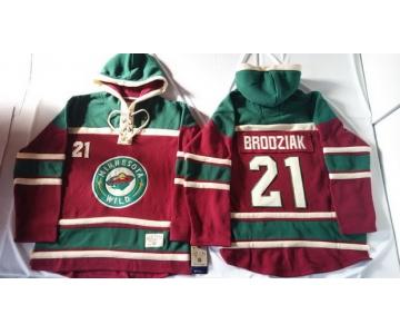 Old Time Hockey Minnesota Wild #21 Kyle Brodziak Red Hoodie