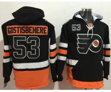 Flyers #53 Shayne Gostisbehere Black Name & Number Pullover NHL Hoodie