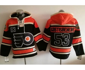 Flyers #53 Shayne Gostisbehere Black Sawyer Hooded Sweatshirt Stitched NHL Jersey