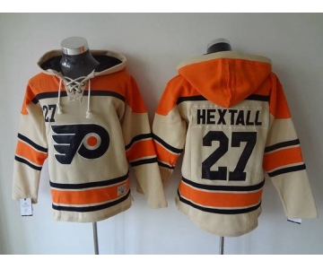 Men's Philadelphia Flyers #27 Ron Hextall Old Time Hockey Cream Hoodie