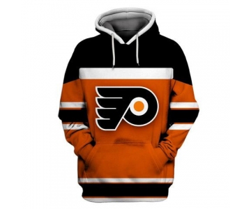 Men's Philadelphia Flyers Orange Black All Stitched Hooded Sweatshirt