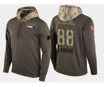 Nike Philadelphia Flyers 88 Eric Lindros Retired Olive Salute To Service Pullover Hoodie