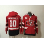 Men's San Francisco 49ers 10 Jimmy Garoppolo Red Stitched Pullover Hoodie
