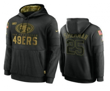 Men's San Francisco 49ers #25 Richard Sherman Black 2020 Salute To Service Sideline Performance Pullover Hoodie