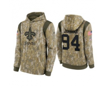 Men's New Orleans Saints #94 Cameron Jordan Camo 2021 Salute To Service Therma Performance Pullover Hoodie