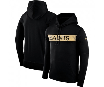 Men's New Orleans Saints Nike Black Sideline Team Performance Pullover Hoodie