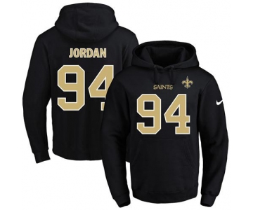 Nike Saints #94 Cameron Jordan Black Name & Number Pullover NFL Hoodie