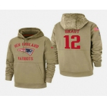 Men's New England Patriots #12 Tom Brady 2019 Salute to Service Sideline Therma Hoodie