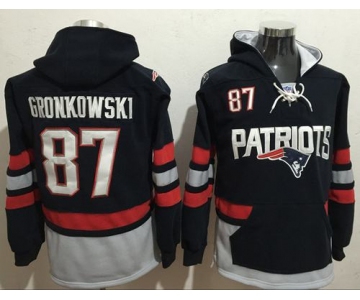 New England Patriots #87 Rob Gronkowski Blue Sawyer Hooded Sweatshirt NFL Hoodie
