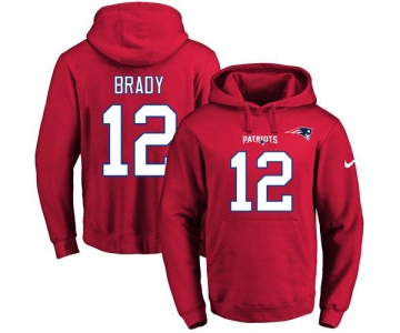 Nike Patriots #12 Tom Brady Red Name & Number Pullover NFL Hoodie