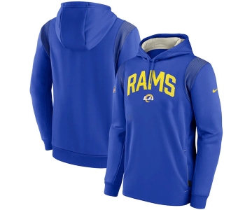 Men's Los Angeles Rams Royal Sideline Stack Performance Pullover Hoodie