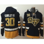 Nike Los Angeles Rams #30 Todd Gurley II Navy Blue Gold Name & Number Pullover NFL Hoodie