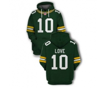 Men's Green Bay Packers #10 Jordan Love 2021 Green Pullover Hoodie