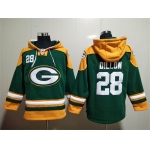 Men's Green Bay Packers #28 A.J. Dillon Green Lace-Up Pullover Hoodie