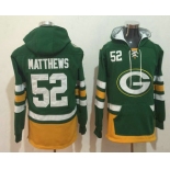 Men's Green Bay Packers #52 Clay Matthews NEW Green Pocket Stitched NFL Pullover Hoodie