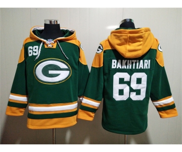 Men's Green Bay Packers #69 David Bakhtiari Green Lace-Up Pullover Hoodie