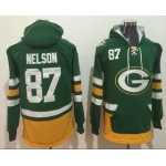 Men's Green Bay Packers #87 Jordy Nelson NEW Green Pocket Stitched NFL Pullover Hoodie