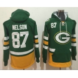 Men's Green Bay Packers #87 Jordy Nelson NEW Green Pocket Stitched NFL Pullover Hoodie